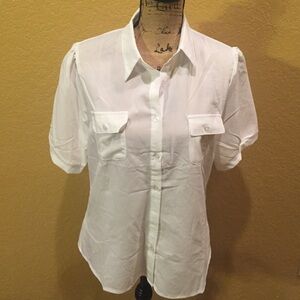 Ire sheer white, short sleeve blouse, XXL, like new | offer in description